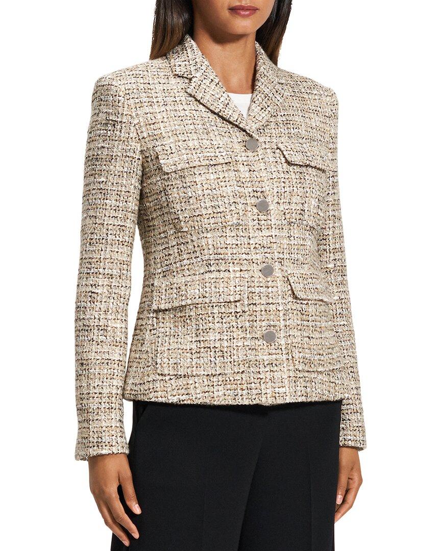Theory Mix Tweed Military Jacket in Natural Lyst UK