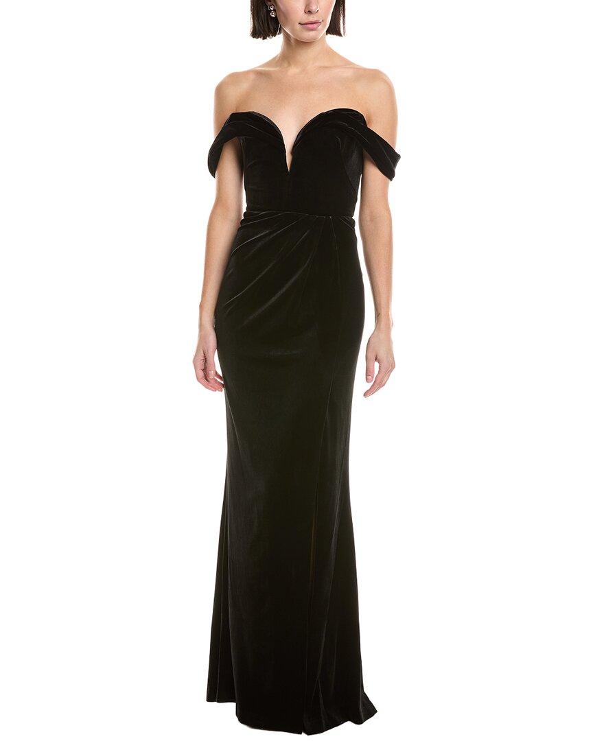 h and m black slip dress Stretch Velvet Strapless Gown With Draped Cotton Structure