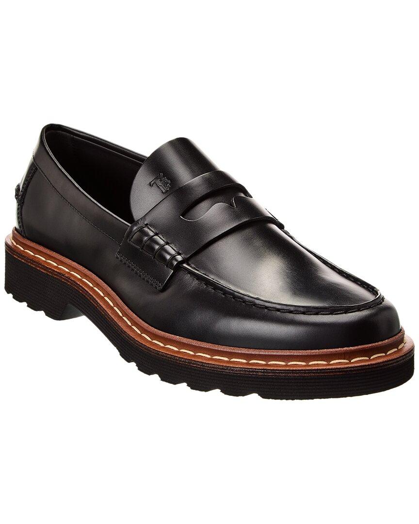 Tod's Carrarmato Leather Moccasin in Black for Men | Lyst