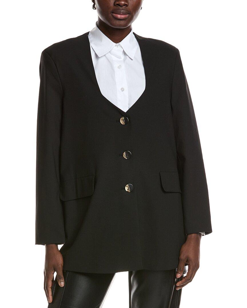 Ganni Drapey Melange Oversized Blazer in Black | Lyst UK