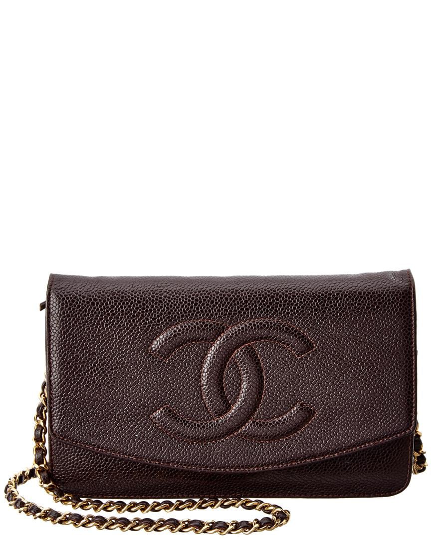 Chanel Chocolate Caviar Leather Timeless Cc Wallet On Chain in Brown