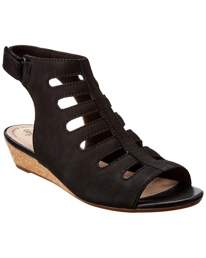 clarks suede wedge sandals