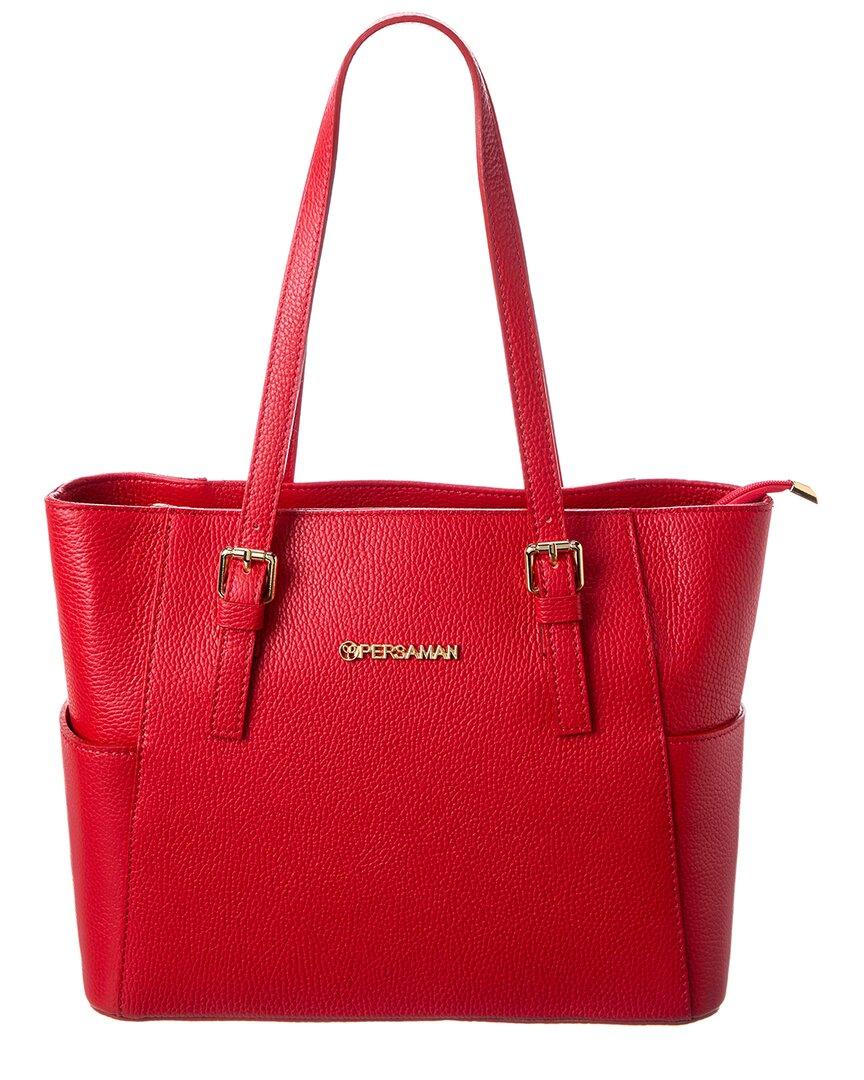 Persaman New York Angeline Leather Tote in Red | Lyst