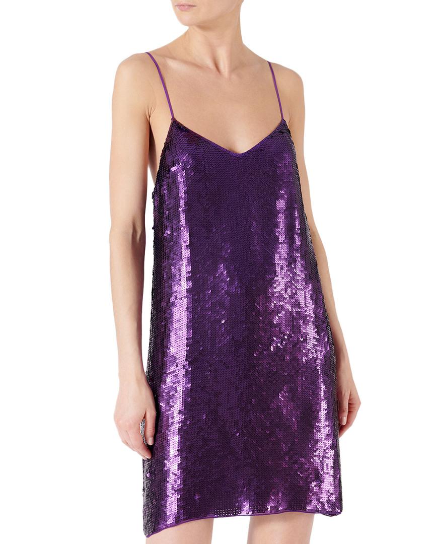 Tibi Sequined Silk Crepe De Chine Mini Slip Dress Purple - Save 66% - Lyst