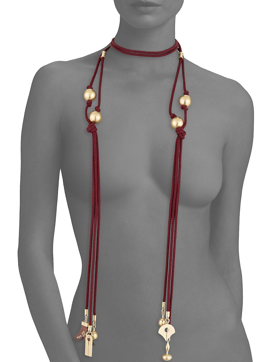 Chloé Janis Beaded Tie Necklace Lyst