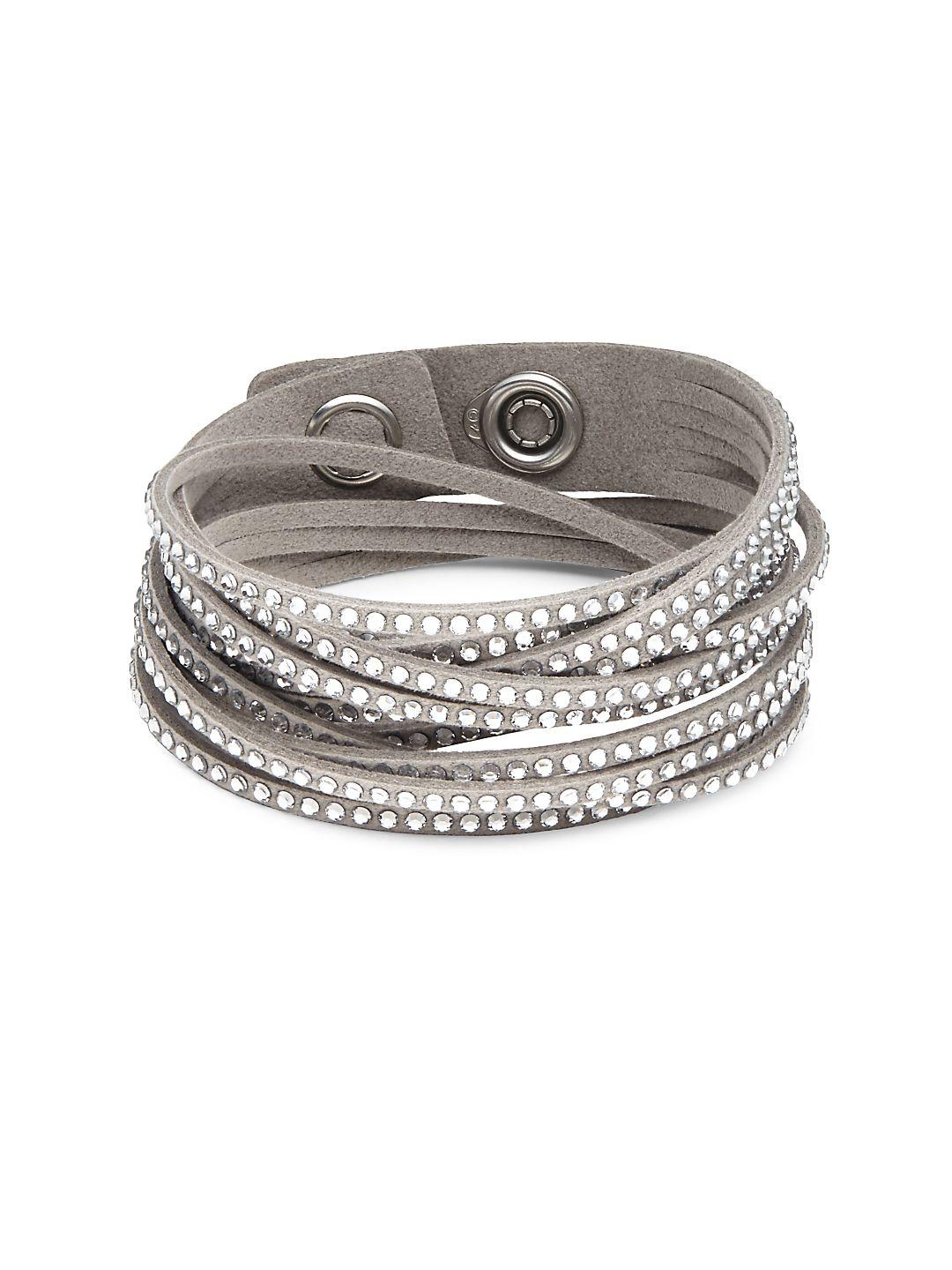 Swarovski Slake Crystal Studded Bracelet in Grey (Gray) | Lyst