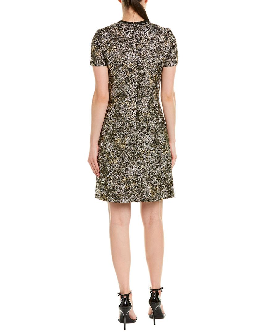 ESCADA Silk-blend Shift Dress in Silver (Metallic) - Lyst