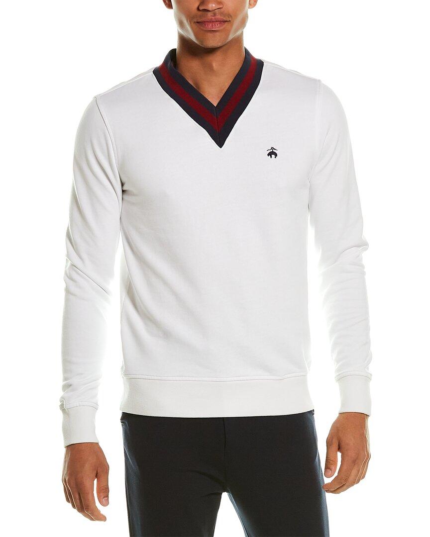 Brooks Brothers Tennis V-neck Sweater in White for Men | Lyst