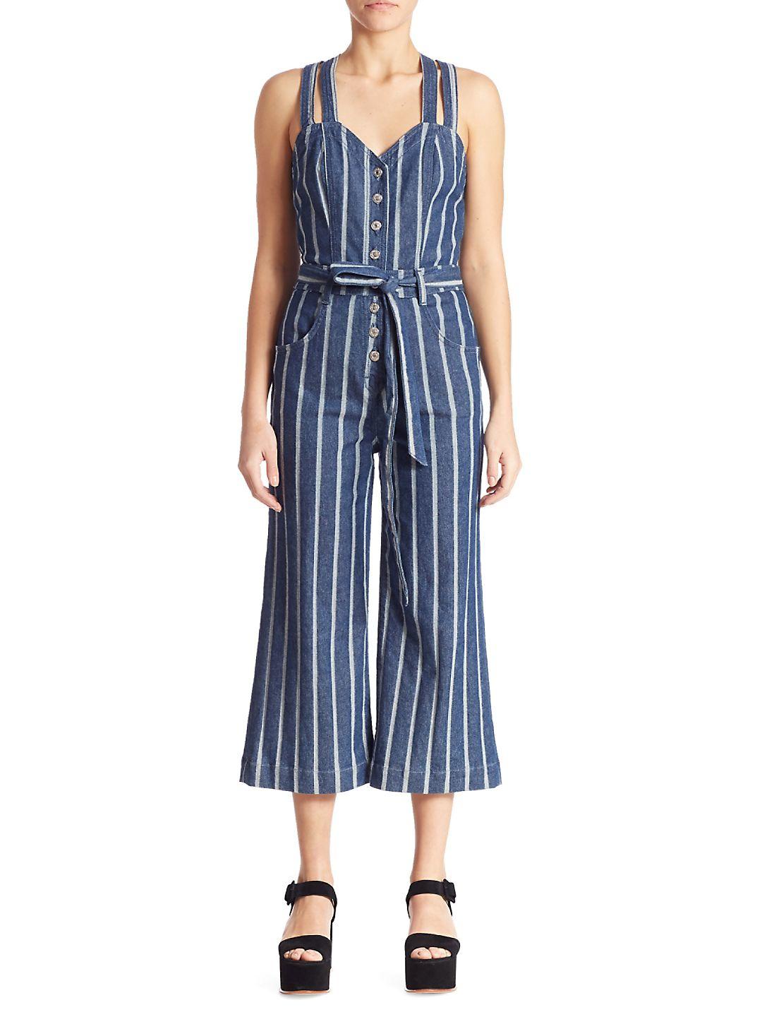 All Mankind Striped Denim Jumpsuit 