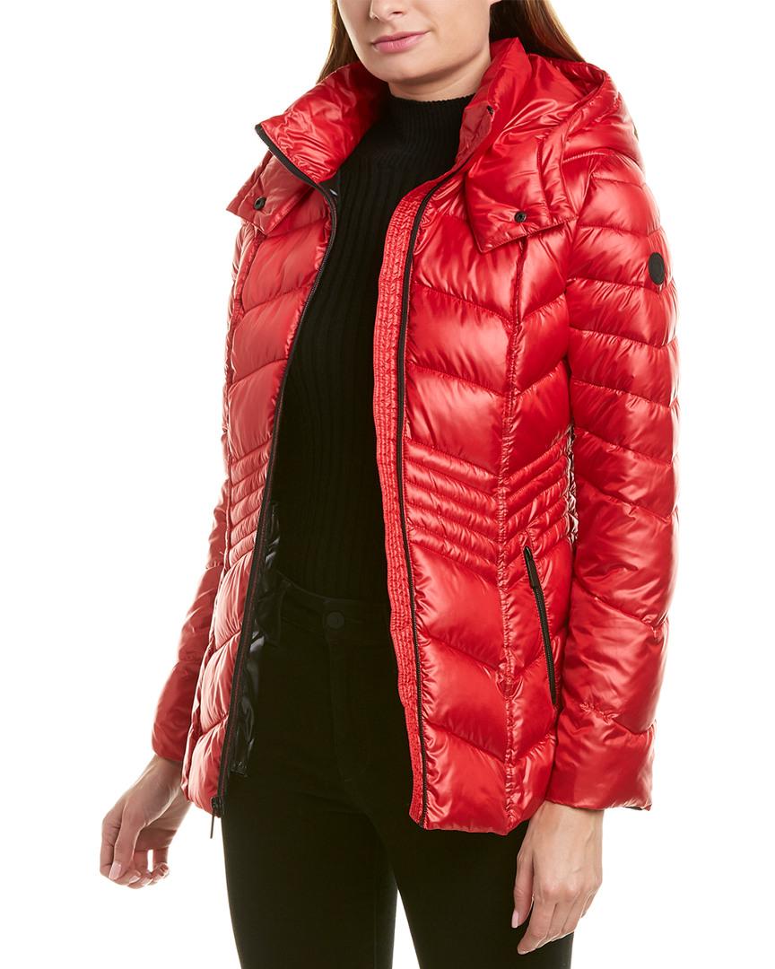 red packable jacket