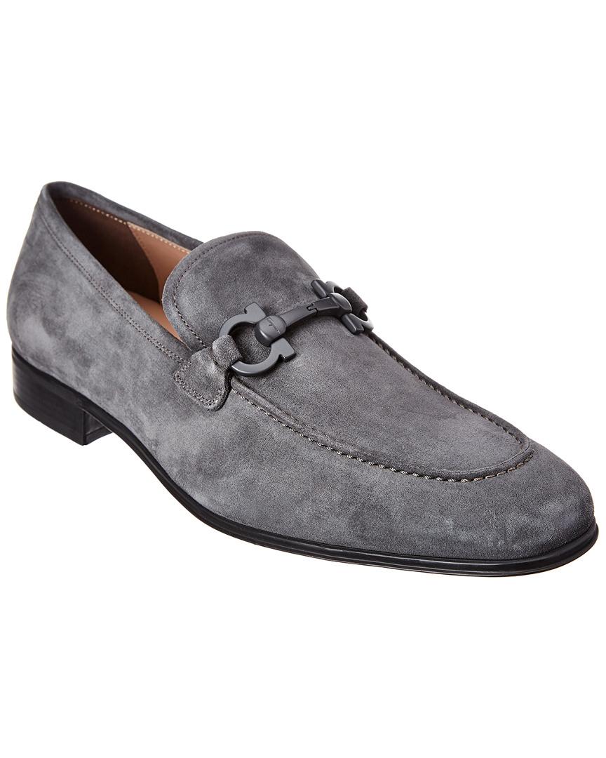 Ferragamo Men's Flori 2 Suede Gancini Loafers in Grey (Gray) for Men | Lyst