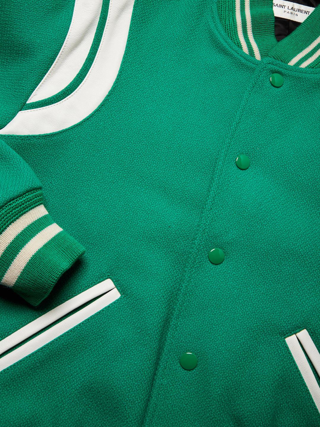 Saint Laurent Teddy Varsity Jacket in Green for Men Lyst