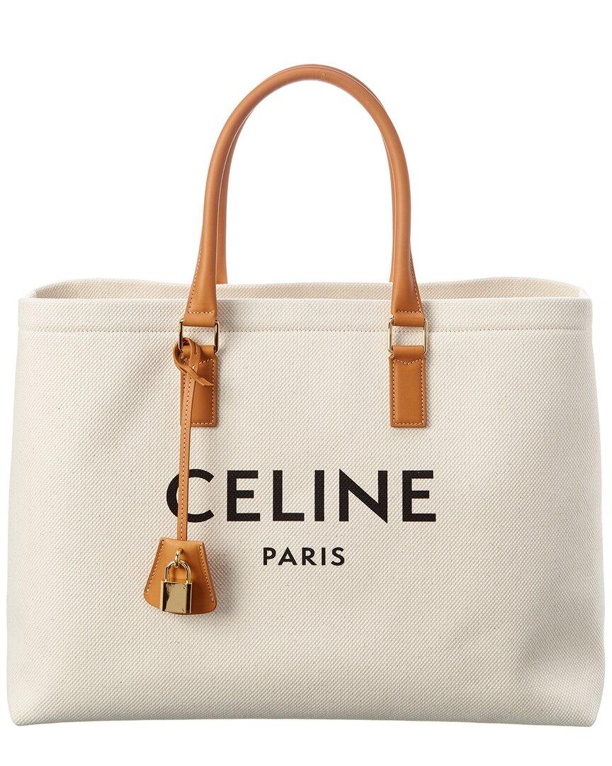 Celine Beige/Black Canvas and Leather Mini Luggage Tote Celine