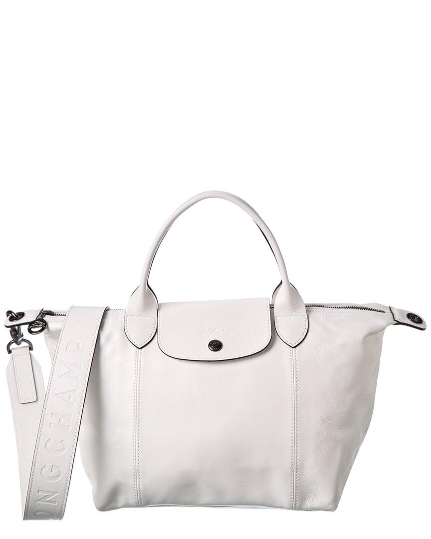 Longchamp Le Pliage Cuir Small Leather Logo Strap & Short Handle Tote in  Natural | Lyst