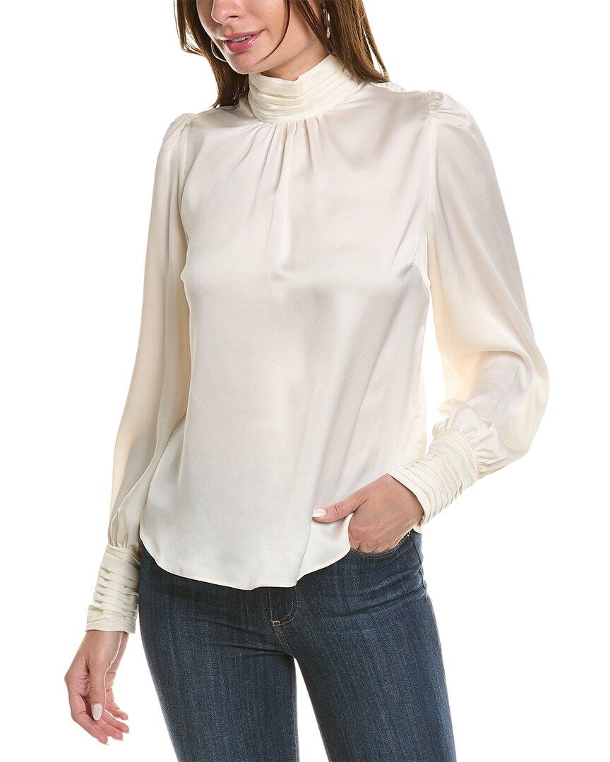 Pleated high neck blouse cheap