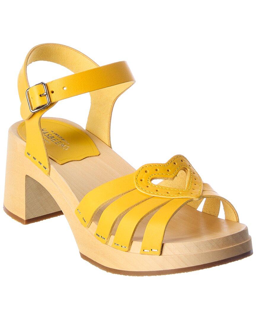 Swedish Hasbeens Heart Medallion Leather Clog Sandal in Yellow | Lyst