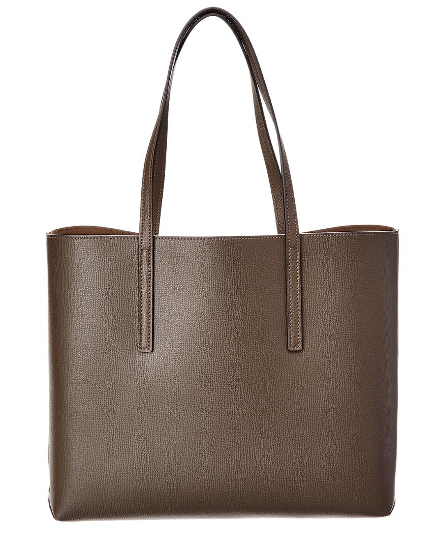 fendi f logo leather shopper tote