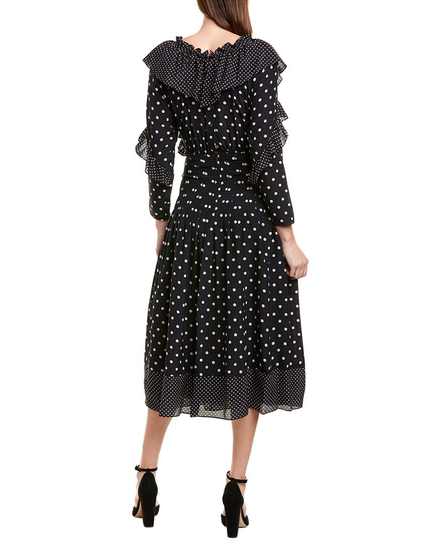 Rebecca Taylor Silk Dot Print Ruffle 