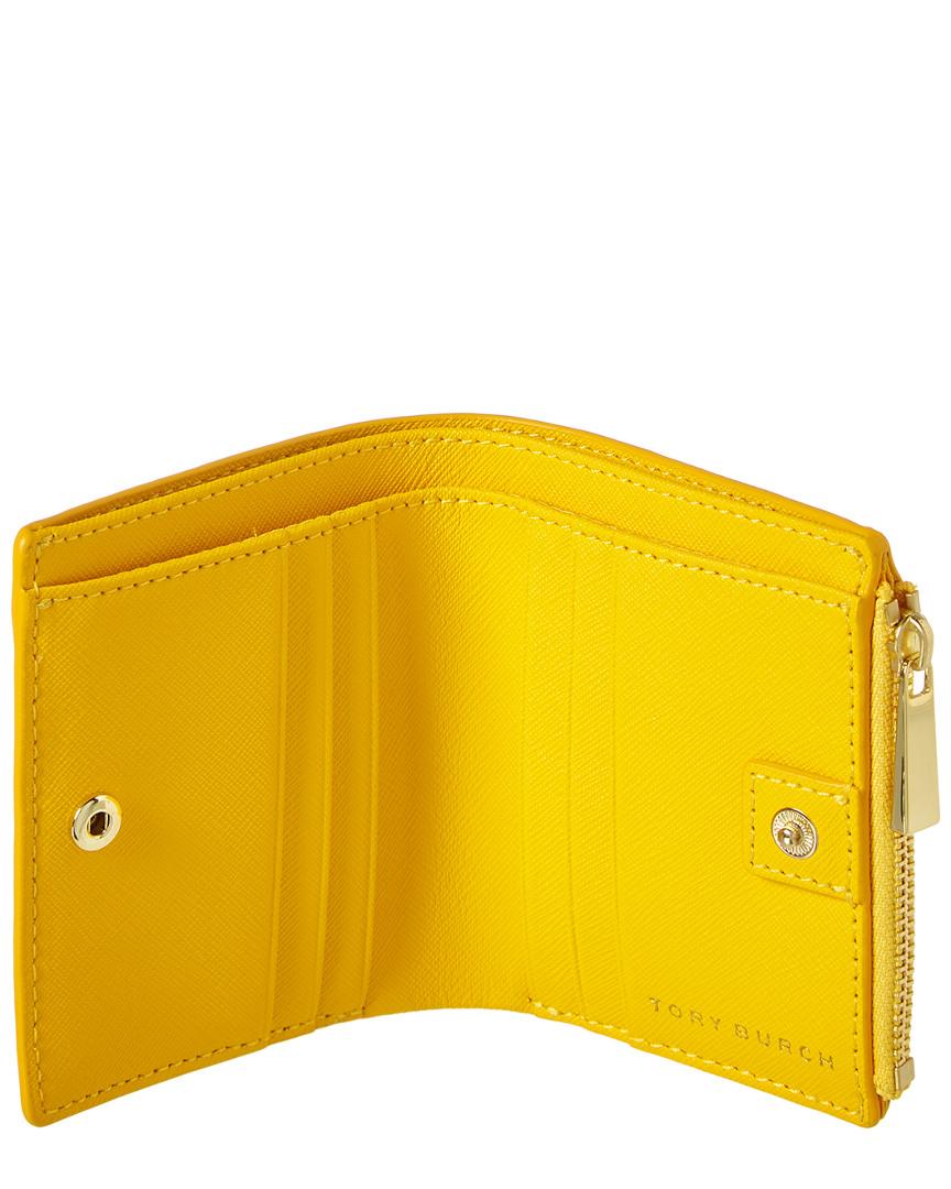 Tory Burch Emerson Mini Leather Wallet in Yellow | Lyst