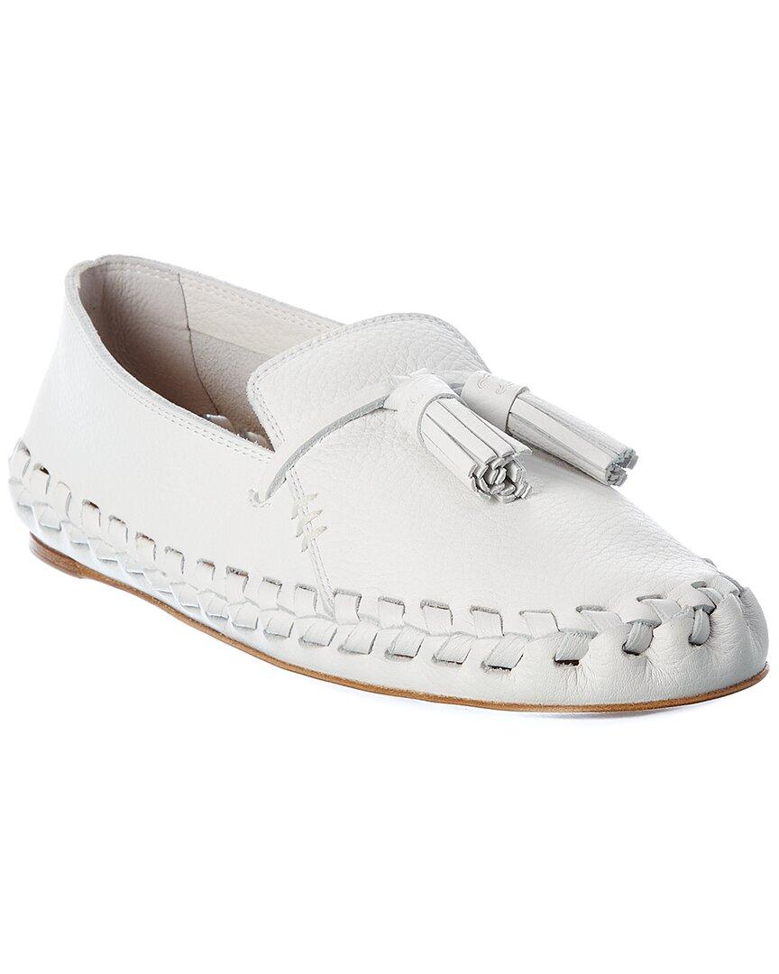 Celine Marlou Leather Moccasin in White | Lyst