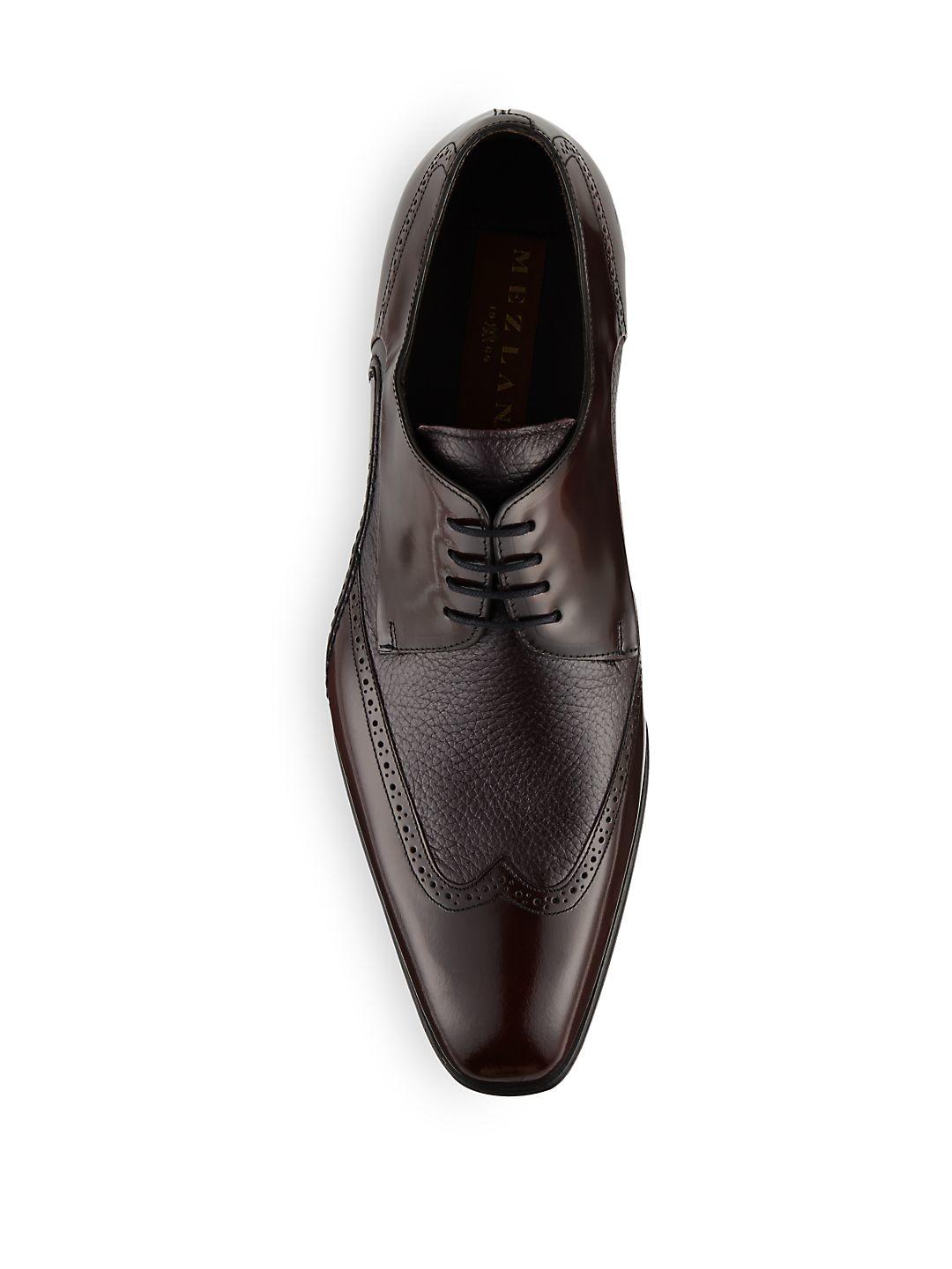 Mezlan Leather Freeport Burgundy Wingtip Oxford Shoes for Men - Lyst