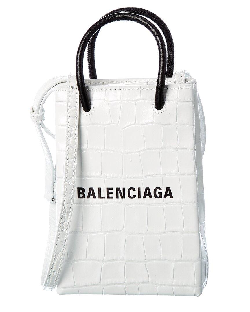 Balenciaga Croc-embossed Leather Phone Holder in Black (White) | Lyst Canada