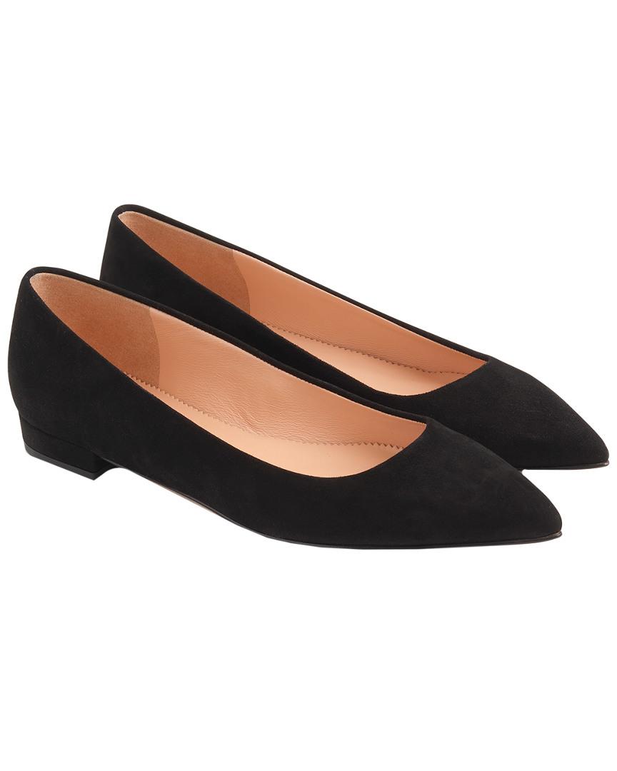 J.Crew Pointed-toe Flats In Suede in Black | Lyst