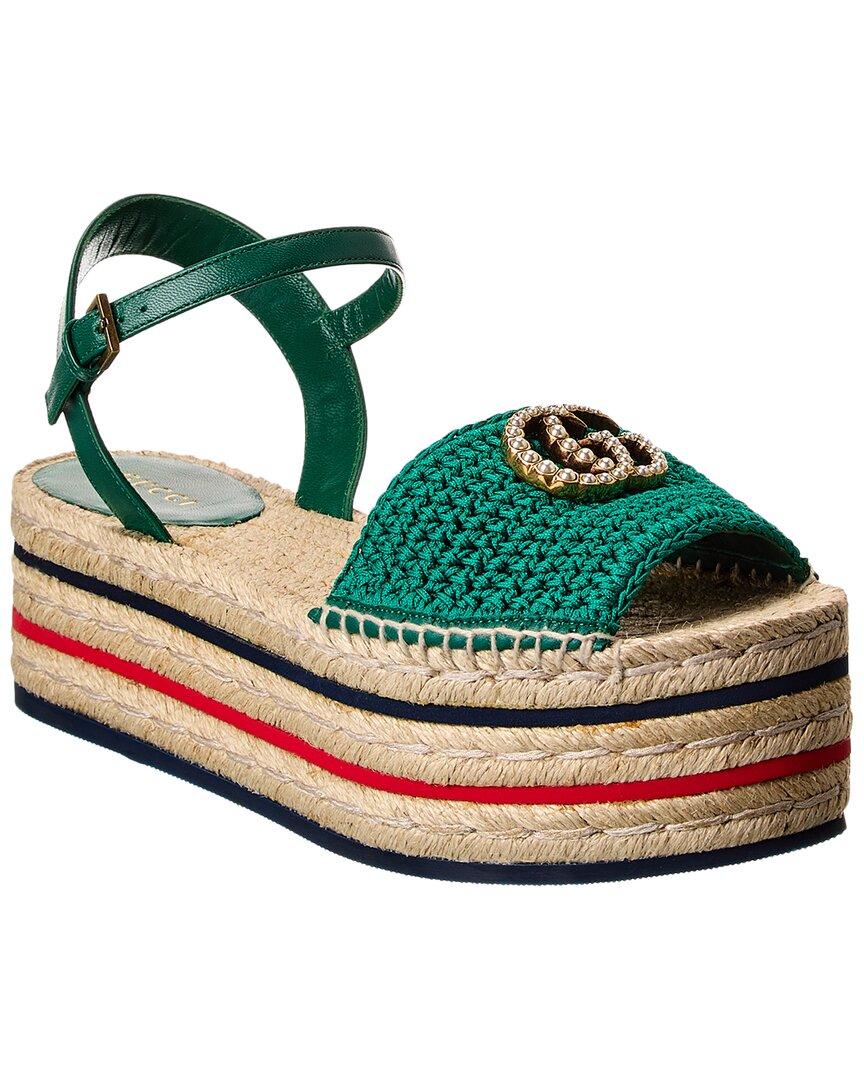 Gucci Lilibeth Platform Espadrille Sandal in Green | Lyst UK