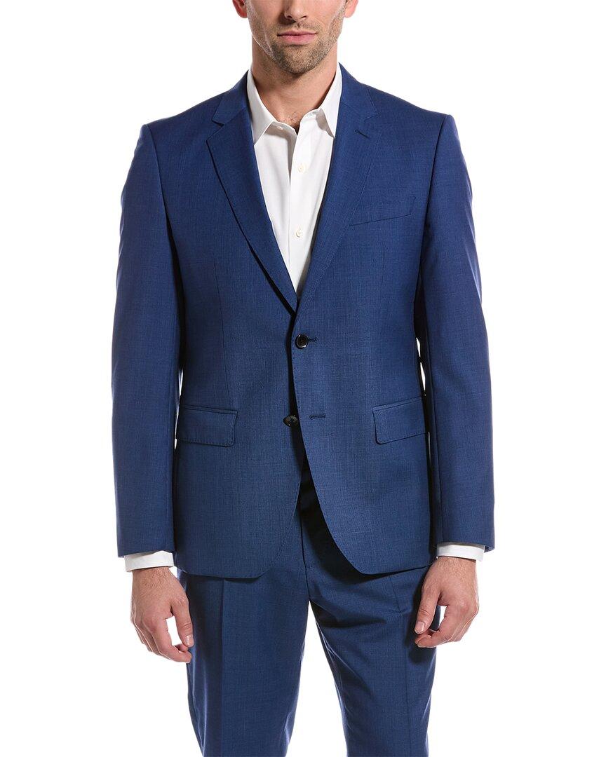BOSS by HUGO BOSS Slim Fit Wool Suit With Pleated Pant in Blue for Men