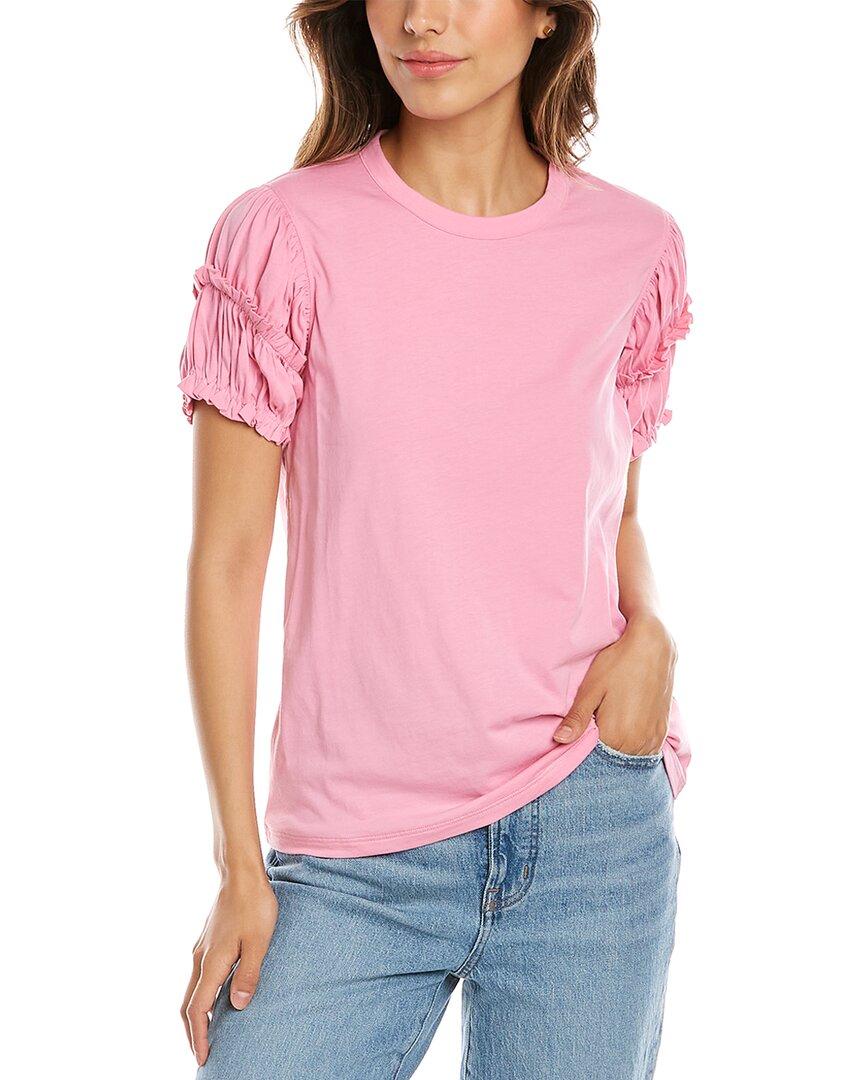 Rebecca Taylor Puff Sleeve T-shirt in Pink | Lyst
