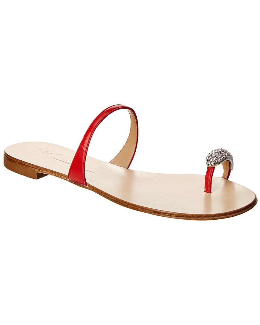 giuseppe zanotti nuvo rock jeweled toe ring leather sandal