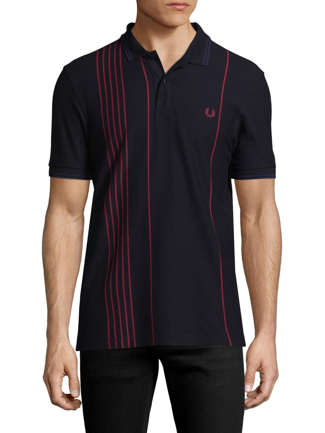 Fred Perry Cotton Vertical Striped Polo Shirt in Blue for Men | Lyst