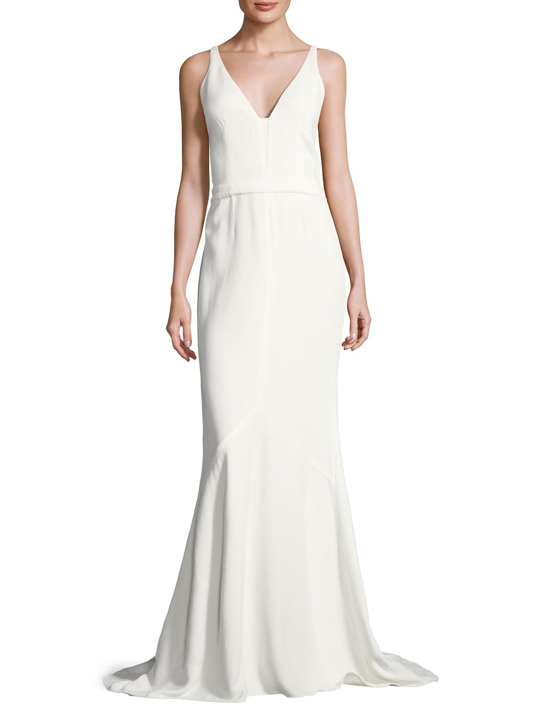 Narciso Rodriguez Synthetic Crepe V Neck Gown In Ecru White Lyst