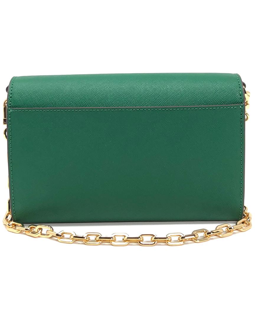 Tory Burch Emerson Leather Chain Wallet in Emerald Stone (Green) Lyst