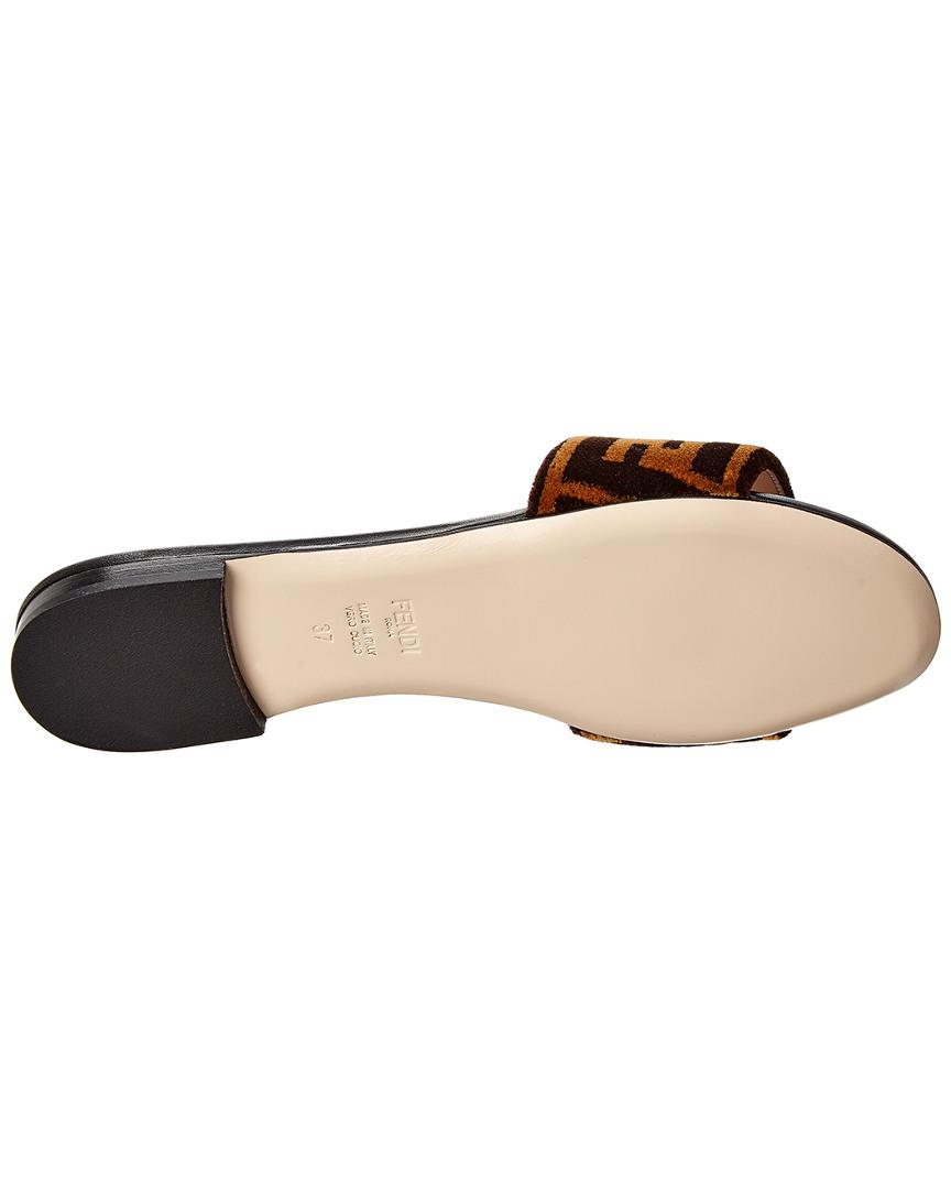 fendi embroidered leather slide sandal