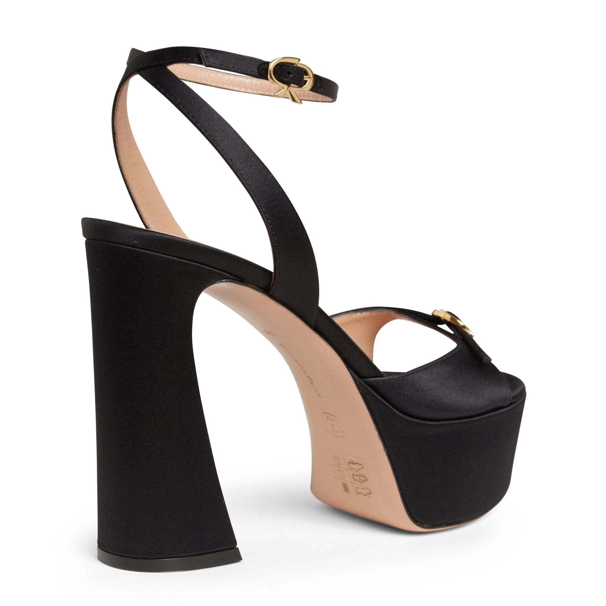 Gianvito Rossi Sandali ''maddy Platform'' In Raso Neri in Black | Lyst