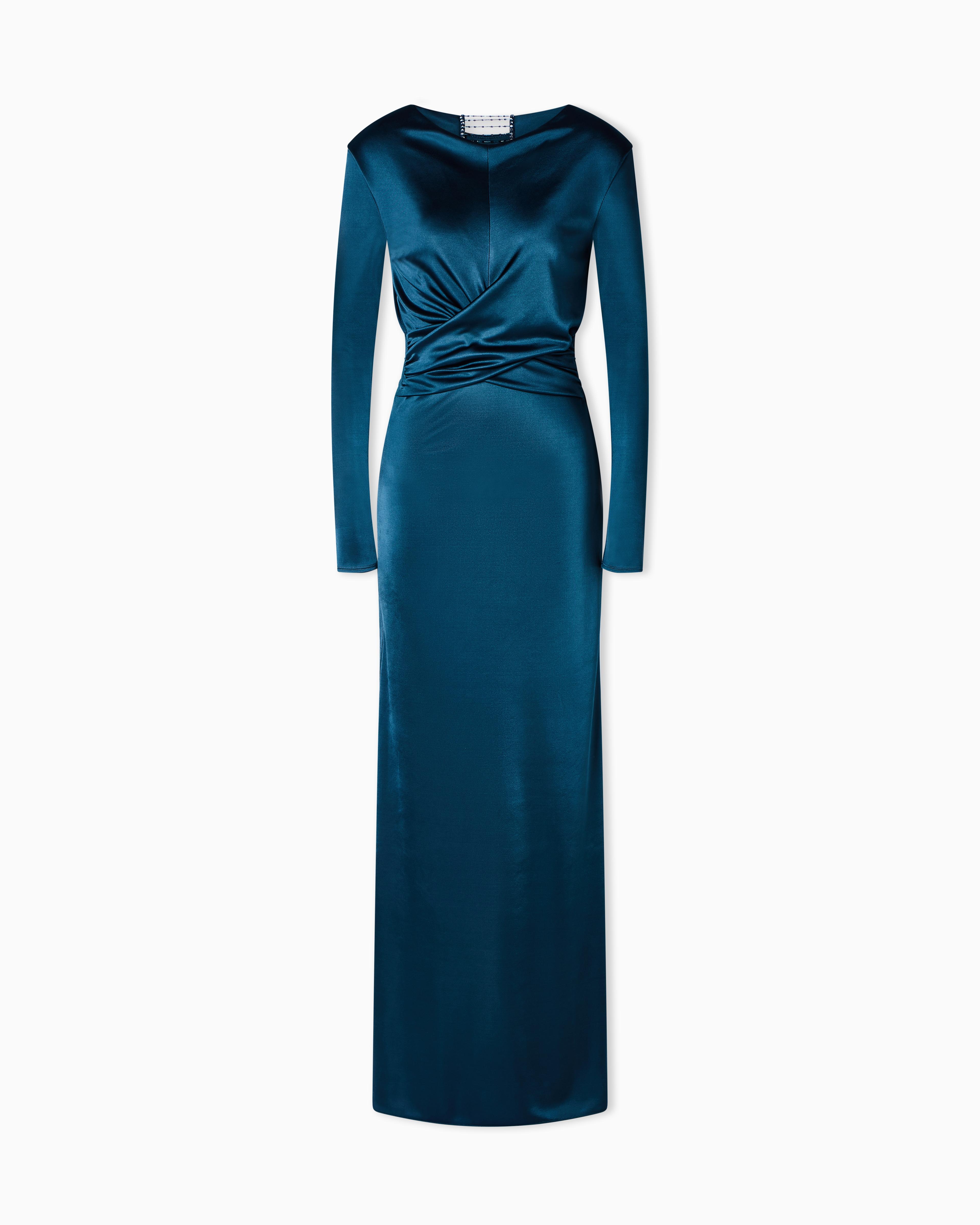 Giorgio Armani Long Viscose Jersey Dress in Blue | Lyst