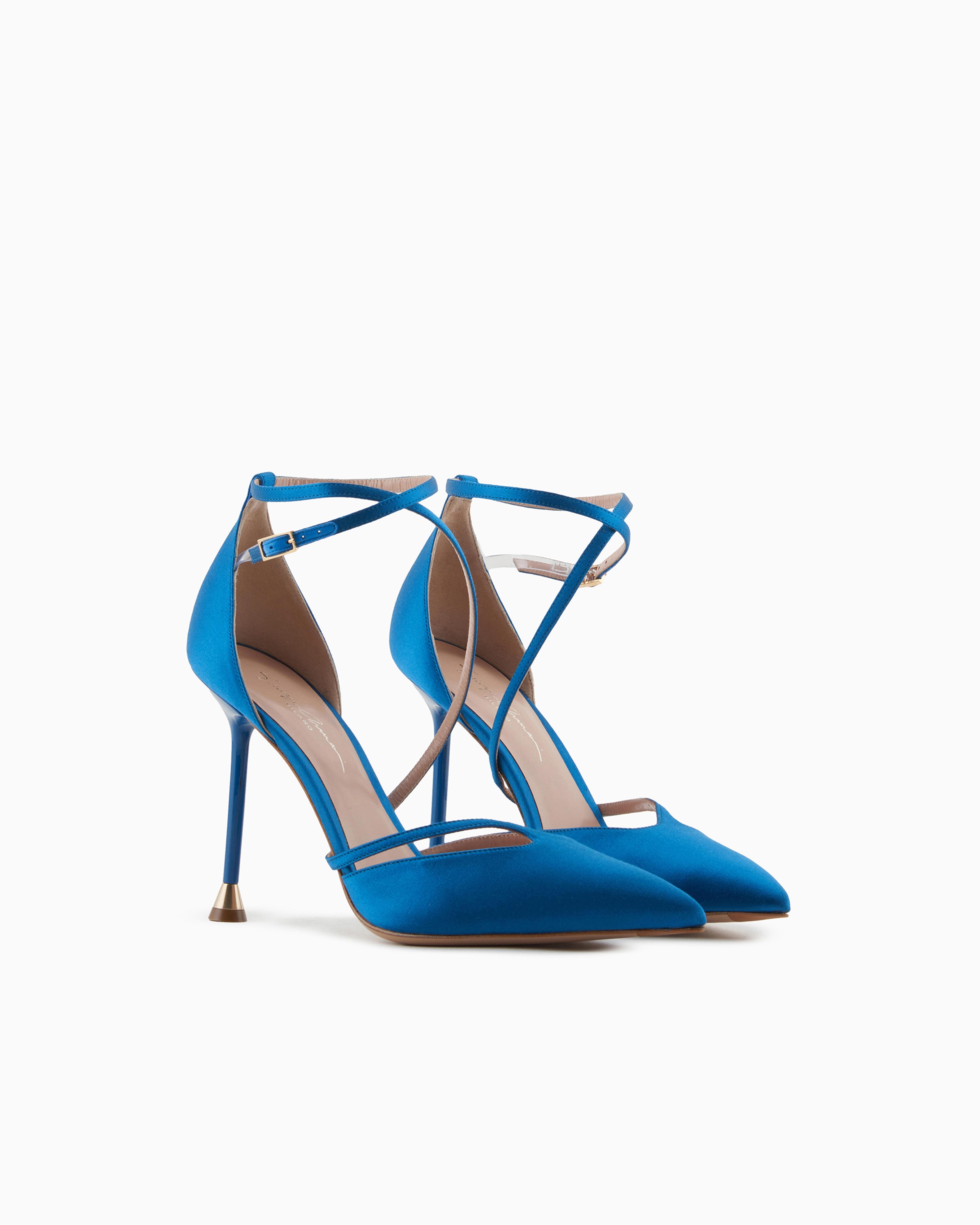 EMPORIO ARMANI サテンハイヒール Emporio Armani Black Velvet Peep Toe Heels Ribbon Tie Sz