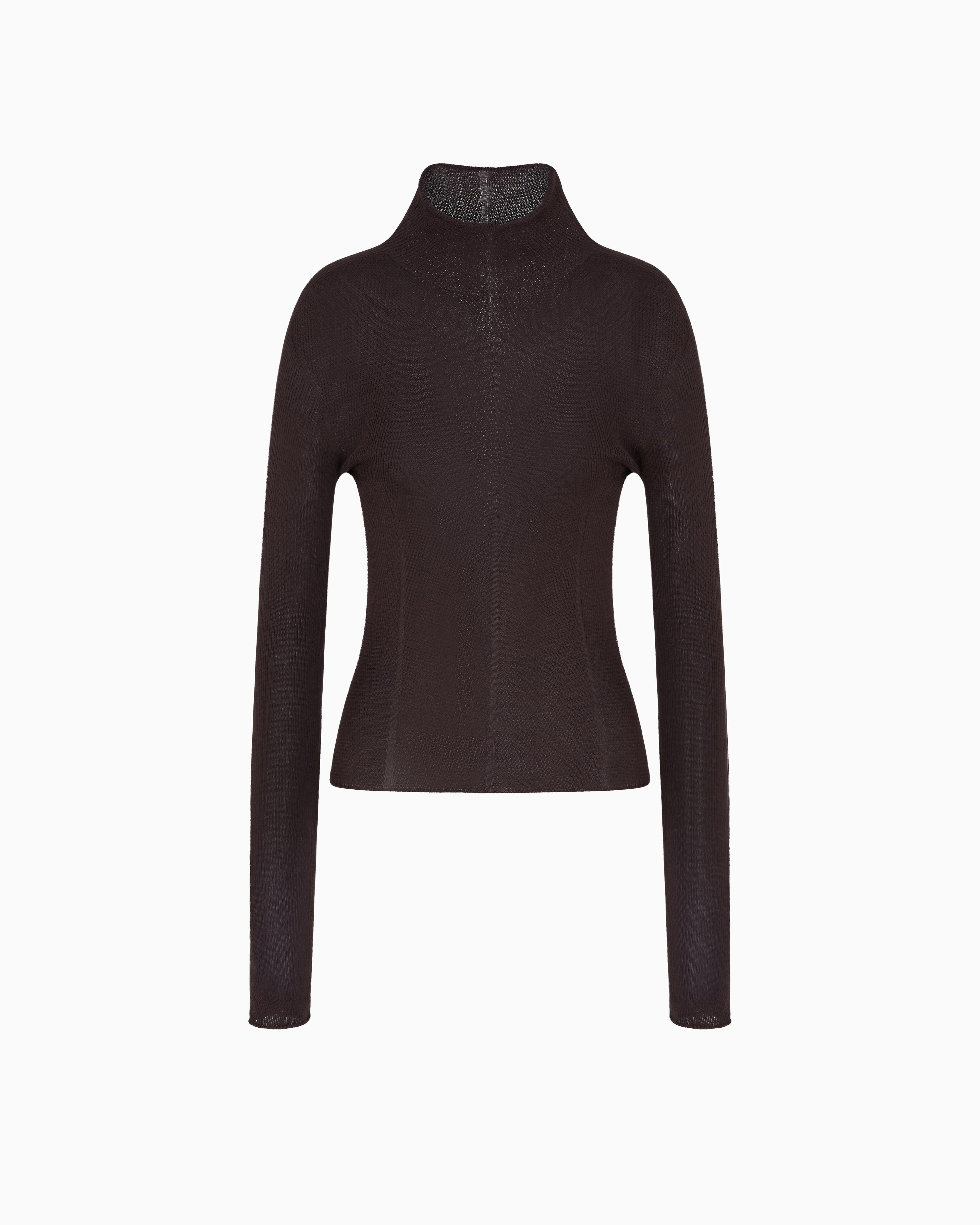 Giorgio Armani Mock-Neck Silk Jumper in Black Lyst UK