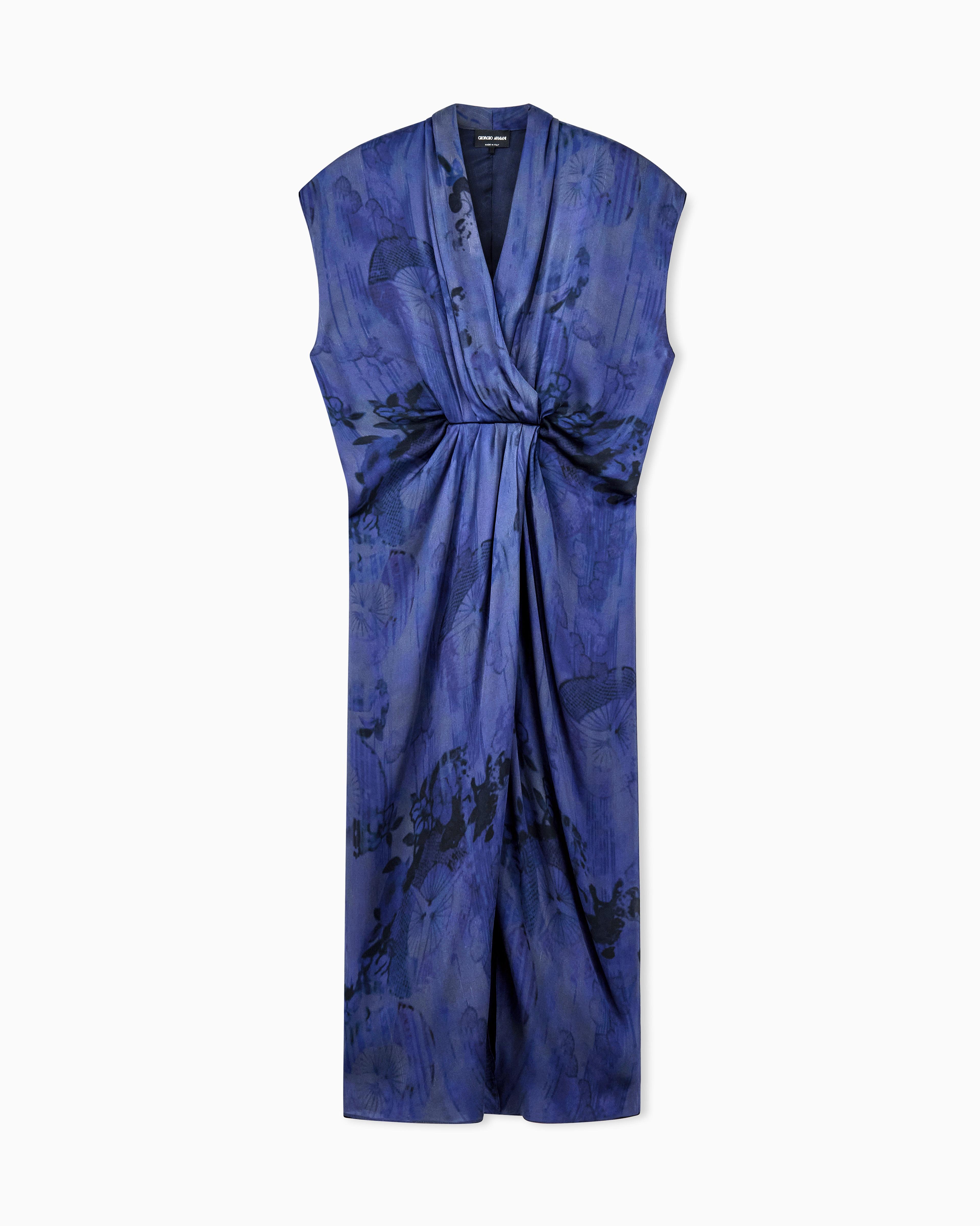 giorgio armani marocaine belted silk midi dress Giorgio Armani Cowl-Neck Silk Maxi Dress With Belt - Solid Light/Pastel P