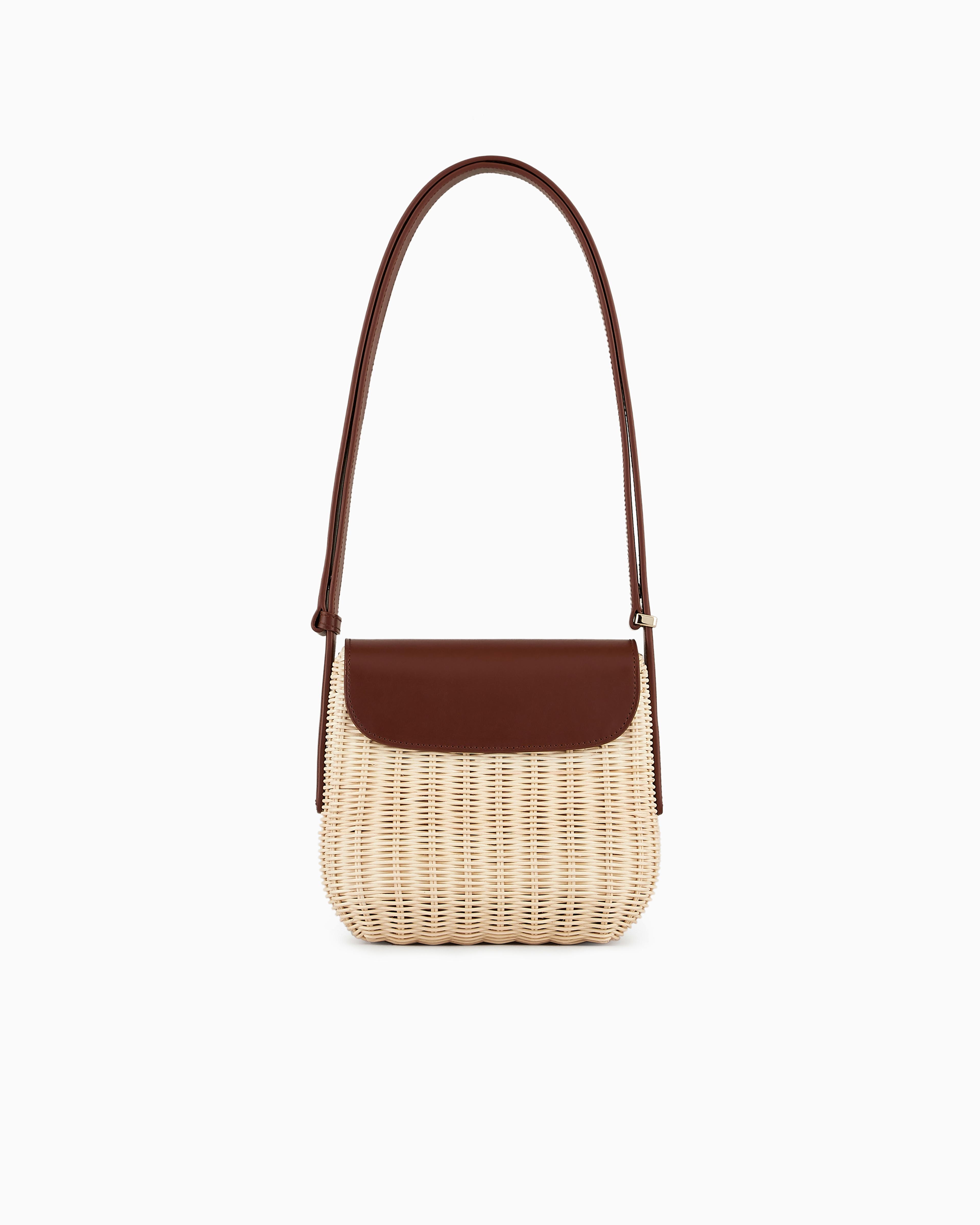 Giorgio Armani La Prima Wicker And Leather Shoulder Bag in