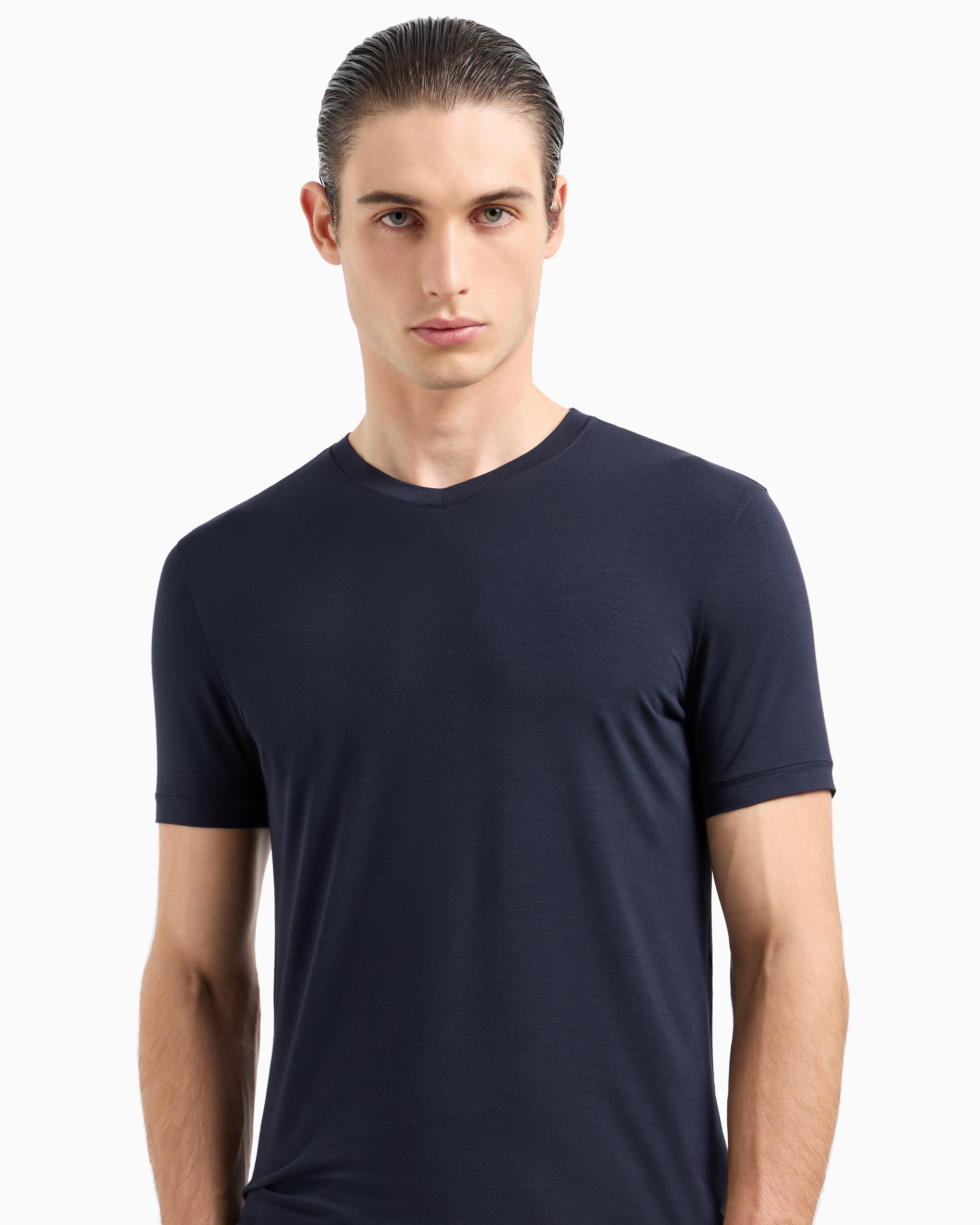 Giorgio Armani Stretch Viscose Jersey, V-Neck Icon T-Shirt