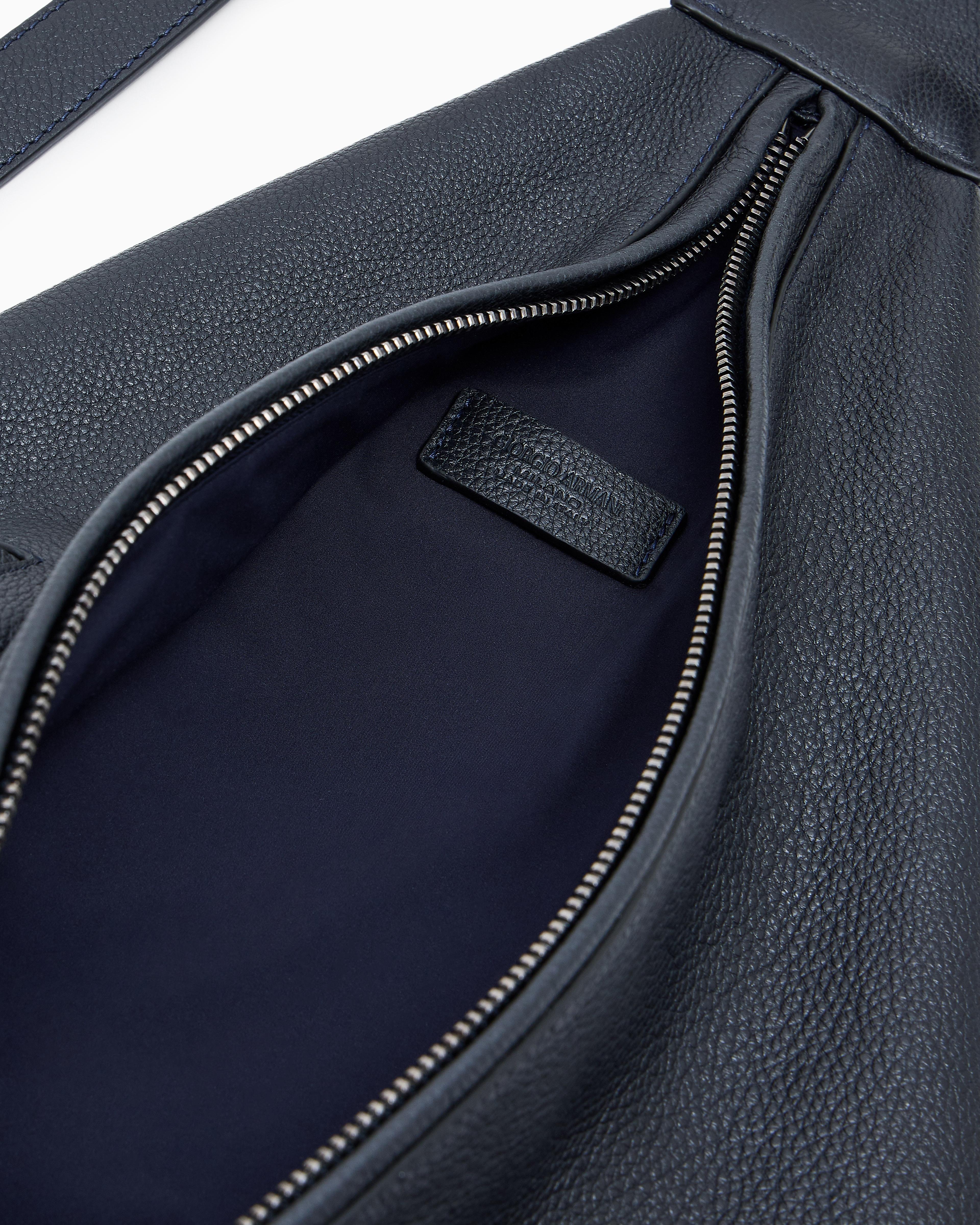 Giorgio Armani Pebbled Leather Sack Backpack in Blue for Men | Lyst