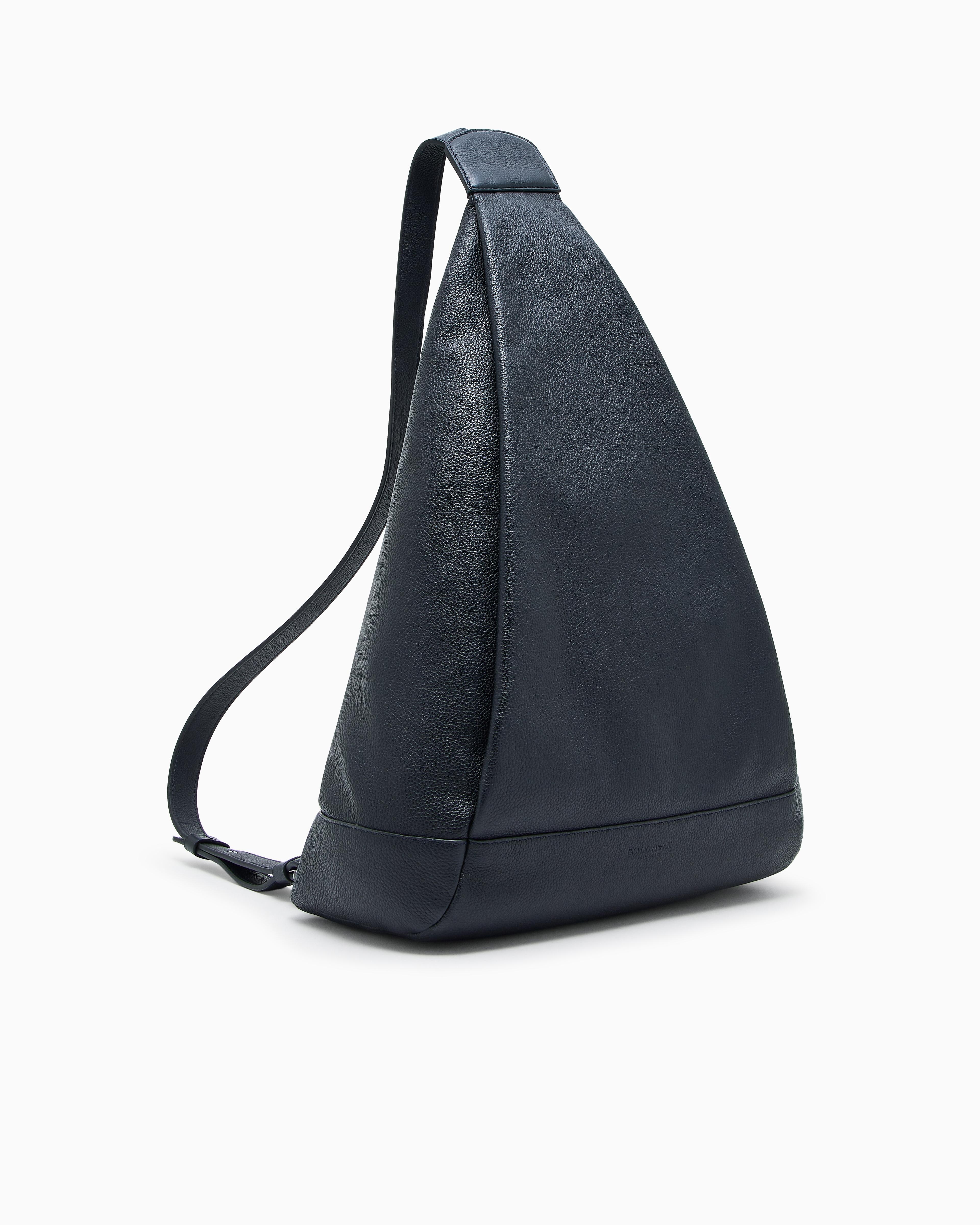 Giorgio Armani Pebbled Leather Sack Backpack in Blue for Men | Lyst