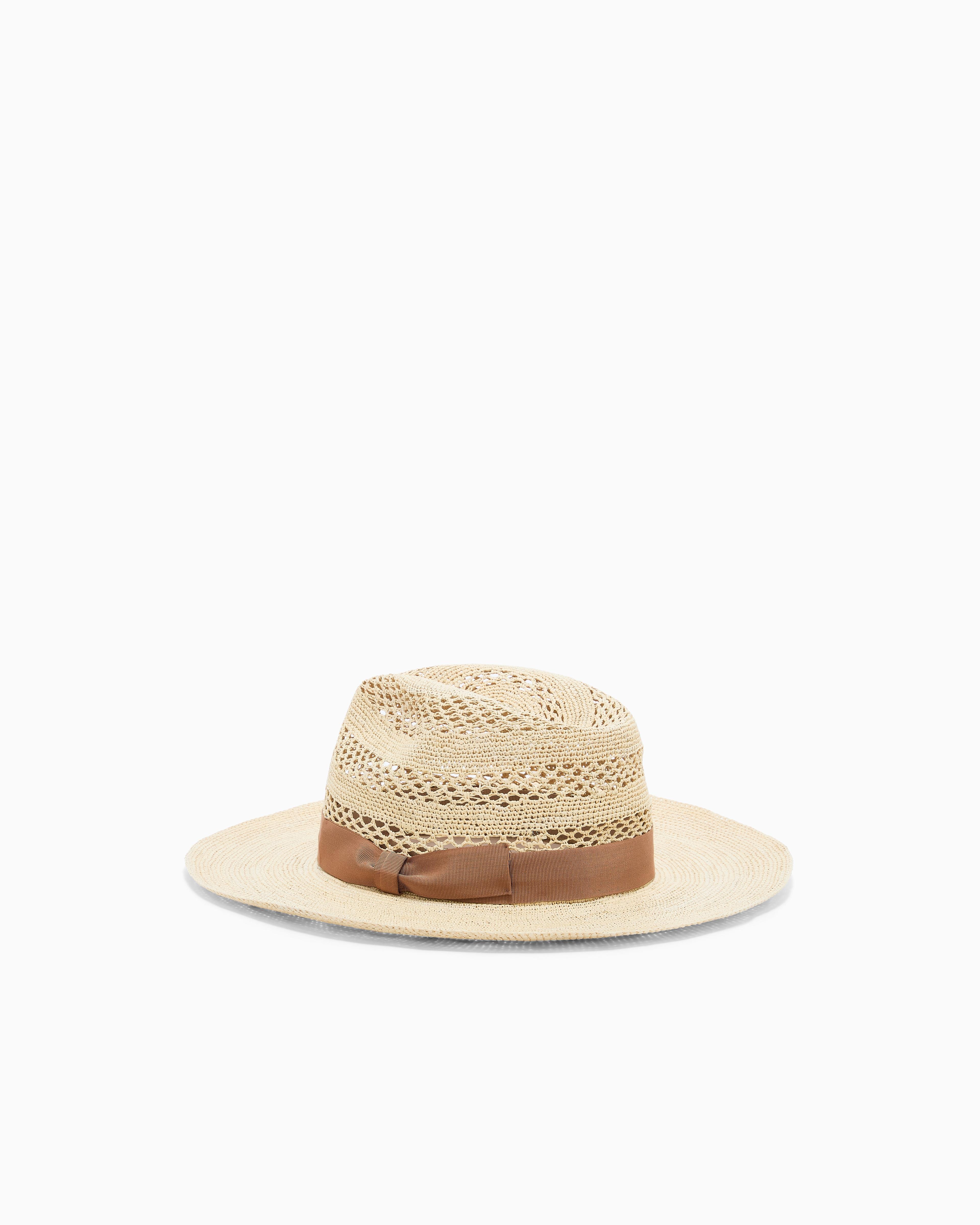 Giorgio Armani Black and Cream Striped Hat Giorgio Armani Velvet fedora hat Giorgio Armani main image 3