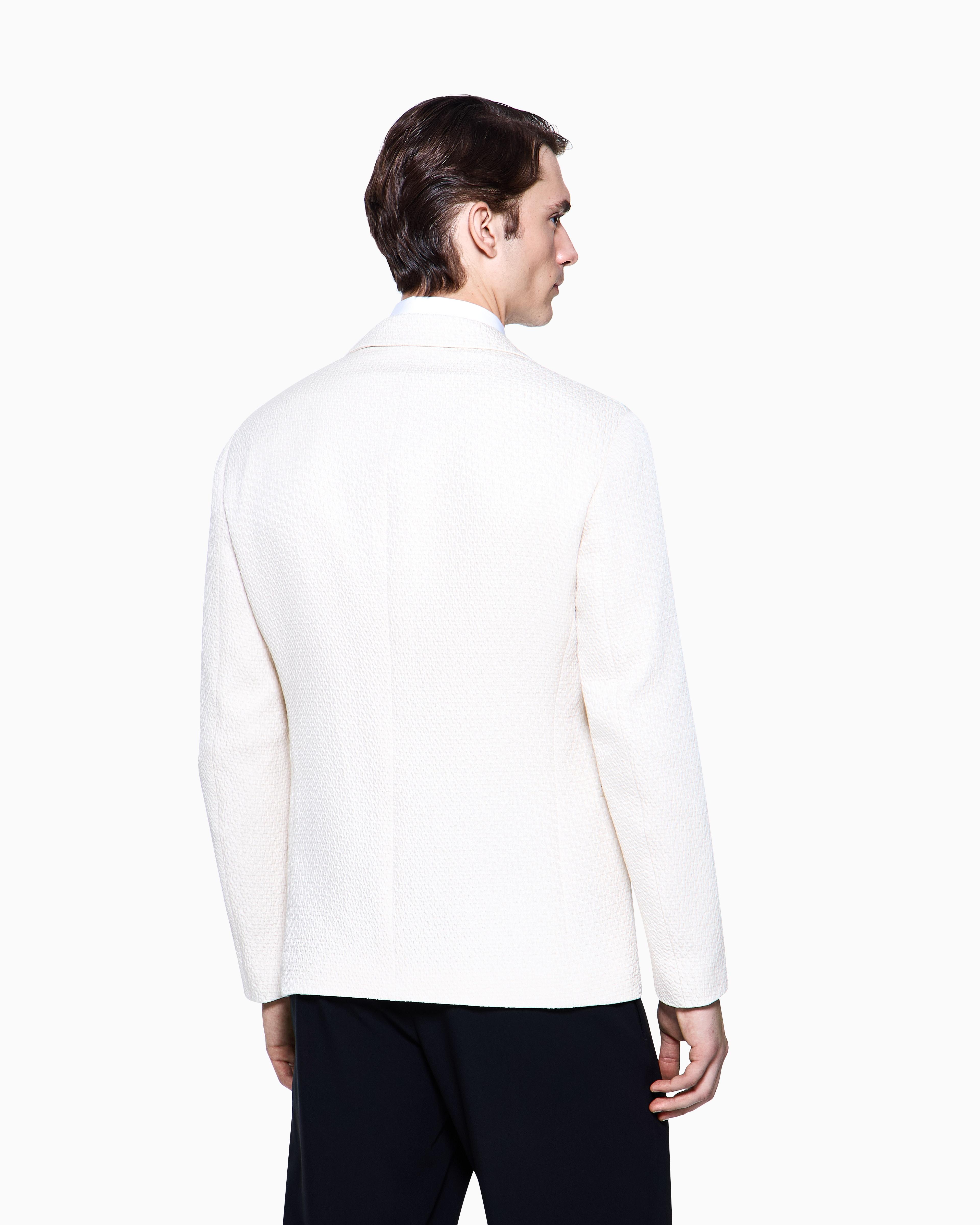 GIORGIO ARMANI ジャケット 白 薄手 52 Giorgio Armani Men's Logo Print Hooded Blouson Jacket Size L White