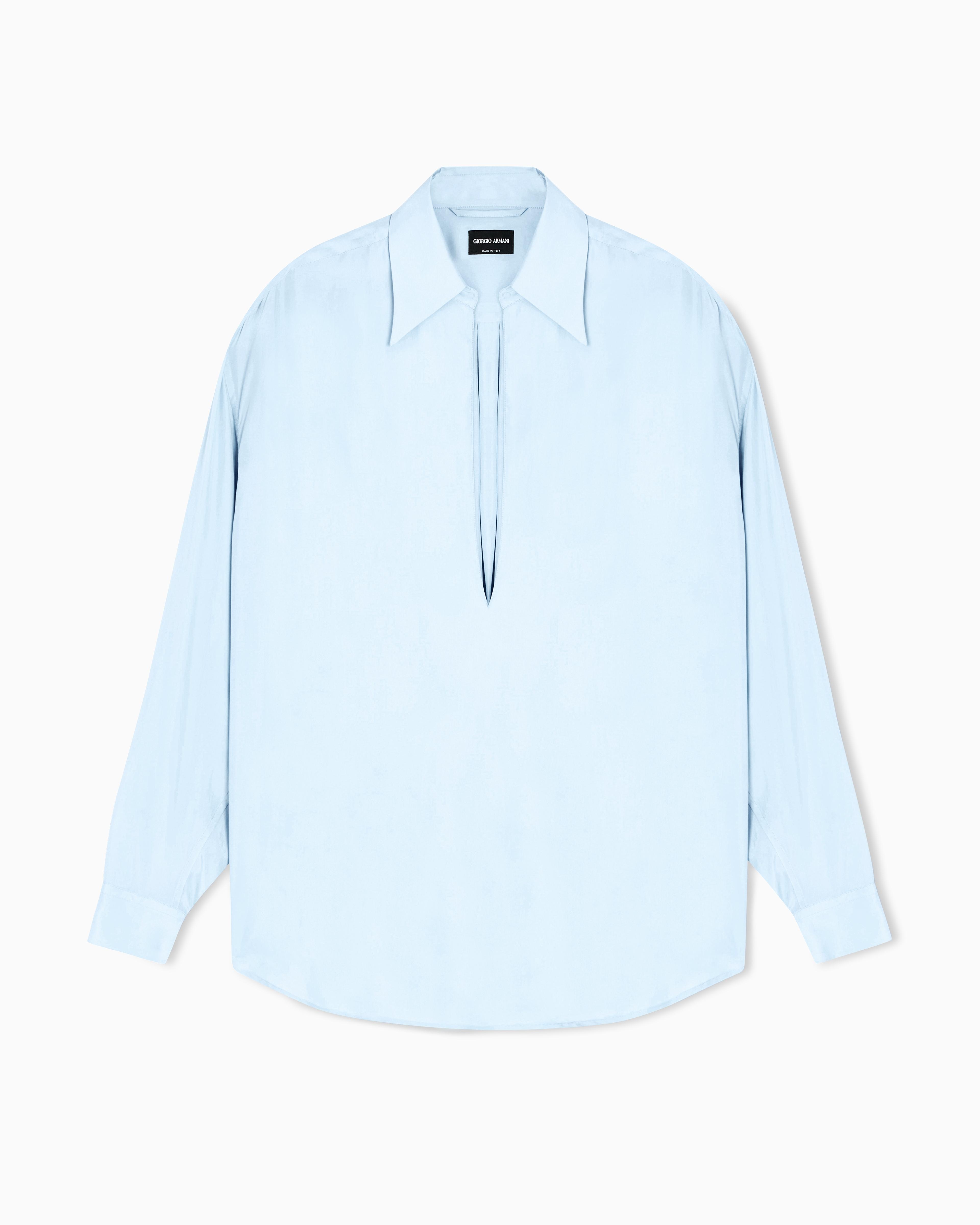 Giorgio Armani Open Silk Shirt in Blue for Men | Lyst