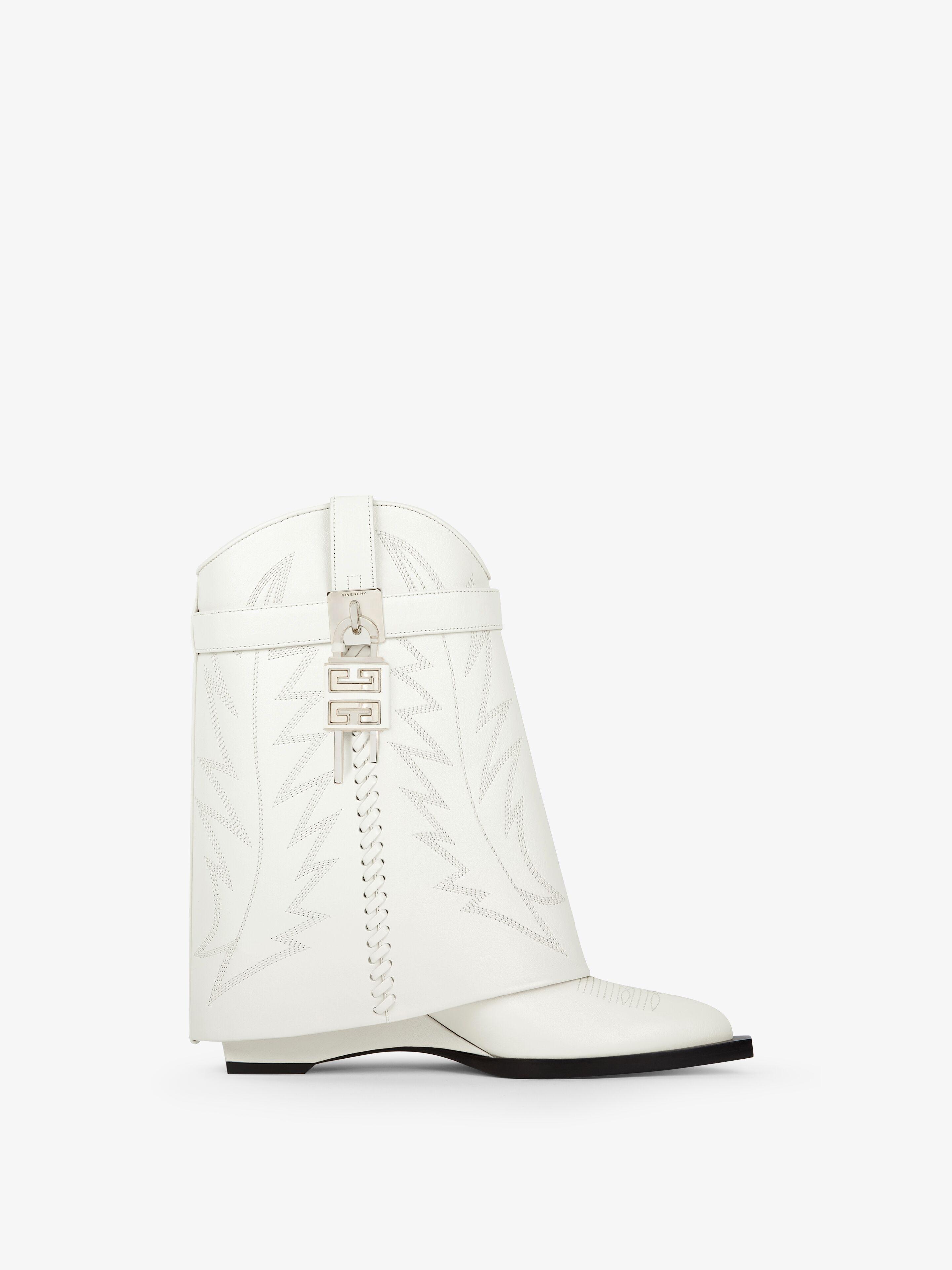 Givenchy Shark Lock Cowboy Ankle Boots in White Lyst Canada