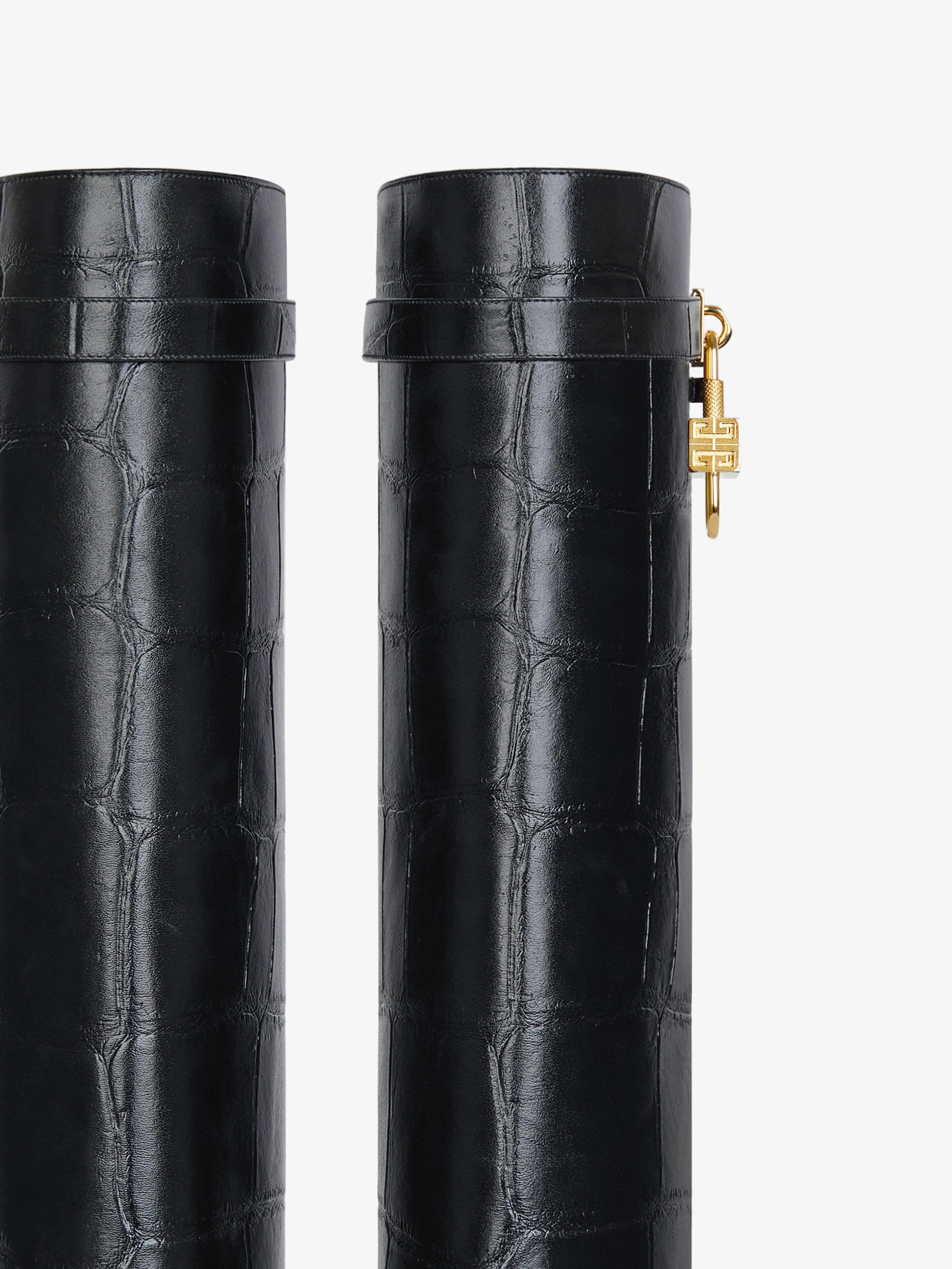 Givenchy Crocodile-Embossed Shark Lock Boots in Black | Lyst display picture 1