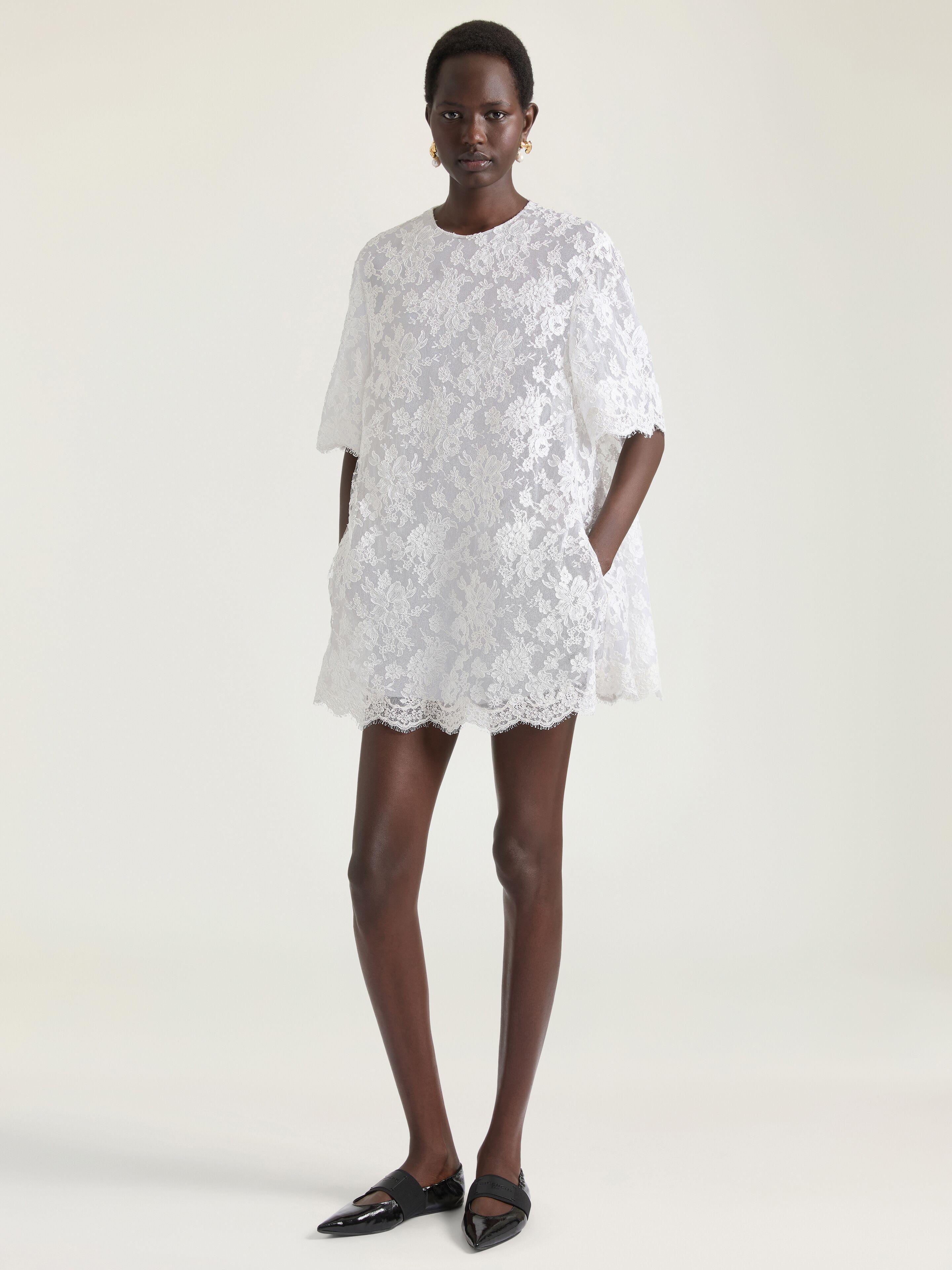 black givenchy lace and velvet mini dress Givenchy - Cotton-blend Lace And Velvet Mini Dress - Black